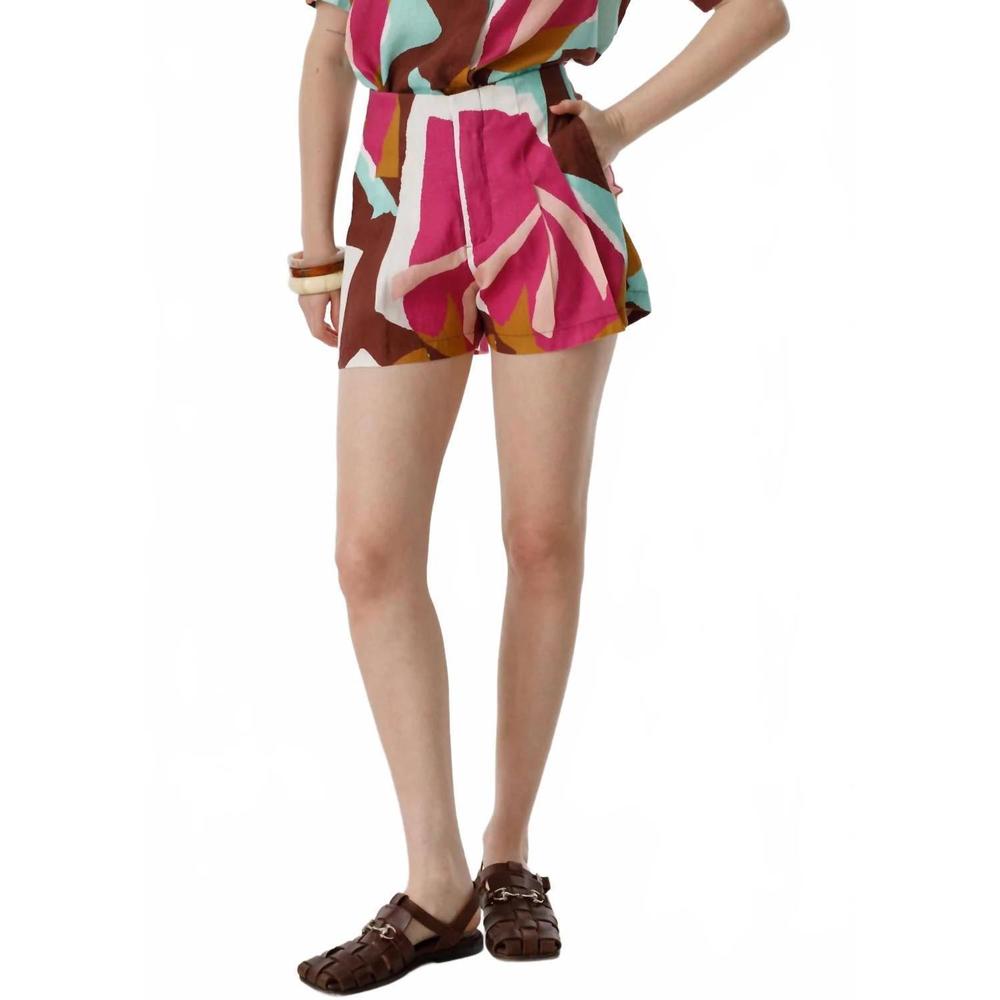 NEW LANHTROPY frida linen shorts in candela print